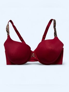 Warner’s Cheetah Detail Underwire T-Shirt Bra in Red Size 38C Adjustable Straps